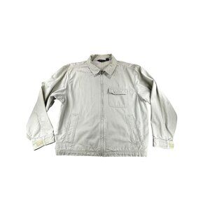 Vtg Eddie Bauer Jacket Full Zip Light Beige Mens L Chore Workwear Barn